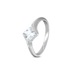 Steel and Princess-cut Cubic Zirconia By-pass Ring - ZRC046